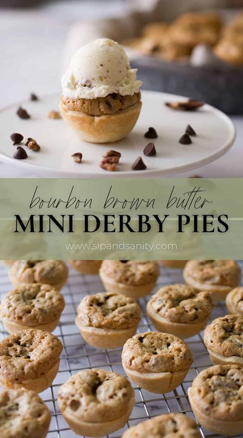 Derby Party Desserts Simple, Mini Derby Pie Recipe, Mini Derby Pie, Kentucky Derby Dessert Ideas, Derby Pie Bites, Kentucky Derby Menu Ideas, Derby Food Ideas, Derby Appetizers, Derby Desserts