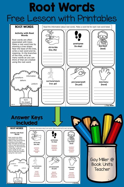 Root Words Activities, Esl Materials, Latin Root Words, Prefixes And Suffixes, Language Arts Elementary, Root Words, Word Free, Grammar Lessons, Word Study