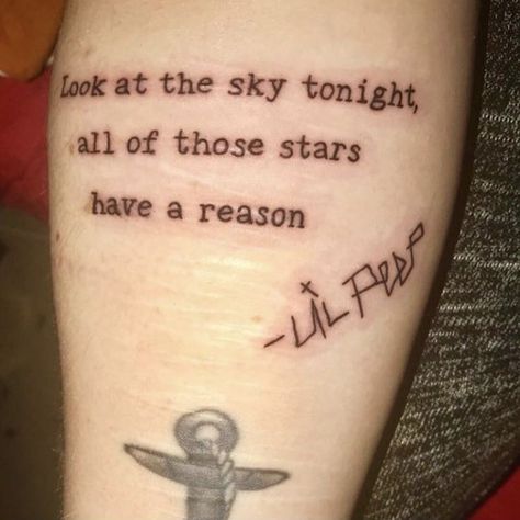 Look At The Sky Tonight Lil Peep Tattoo, Tattoos On Scars, Lil Peep Tattoo Ideas, Fake Tattoo Ideas, Ldr Tattoo, Make Fake Tattoos, Lil Peep Tattoo, Swag Tattoo, Scars Tattoo