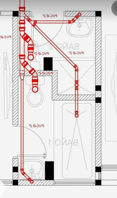 Plumbing Drawing Plan House, Plumbing Diagram Layout, Bathroom Plumbing Layout, Plumbing Layout Plan, Plumbing Ideas, Lego Room Decor, Bathroom Layout Plans, Electrical Design, Plumbing Layout