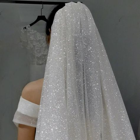 Sparkle your way down the aisle with our Glittery Double Tier Bridal Veil ✨✨ Complete with a sparkling comb, this veil adds the perfect touch of glamour to any bridal look 💍👰🏼 Get yours today and shine bright on your special day! #bridalveil #glittery #sparkle #bride #weddingday #fashion #women #bridalaccessories #weddinginspiration #glam #bridegoals Bridal Shower Veil, Shoulder Length Veil, Sparkle Veil, Champagne Wedding Colors, Soft Tulle Veil, Elbow Length Veil, Ivory Bridal Veil, Wedding Veils Short, Veil Cathedral