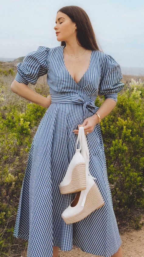 Gingham Dress Outfit Fall, Gingham Dress Outfit Summer, Wrap Dress Outfit Casual, Gingham Dress Outfit, Wrap Dress Outfit, Dress Outfit Casual, Sarah Butler, Time For New Beginnings, Chicwish Dress