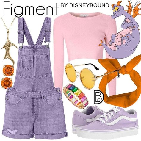 The Man. The Myth. The Legend. 💜🧡💕 Disney Bound Outfits Plus Size, Disney Bound Princess Outfits, Disney Bound Outfits Summer, Disney Outfits Disneybound, Universal Outfits, Figment Disney, Bounding Disney, 1990s Outfits, Disney Character Inspired Outfits