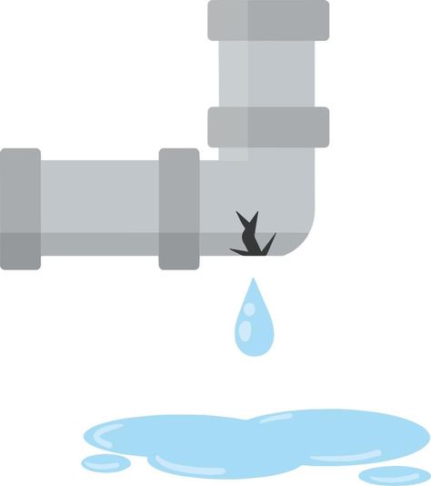 Mechanical part. Kitchen tube. Home communication system. Cartoon flat illustration. Water leak, spill and blue drops. Broken part. Water Tube, Water Usage, Communication System, Flat Illustration, Water Pipes, Faucet, Communication, Vector Free, Naruto