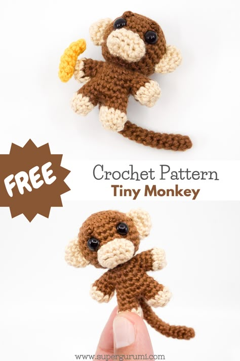 Crochet Chimpanzee Pattern Free, Mini Monkey Crochet, Curious George Crochet Pattern Free, Orangutan Crochet Pattern, Tiny Monkey Crochet Pattern Free, Crochet Monkey Applique, Mini Monkey Crochet Pattern Free, Monkey Keychain Crochet, Monkey Pattern Crochet