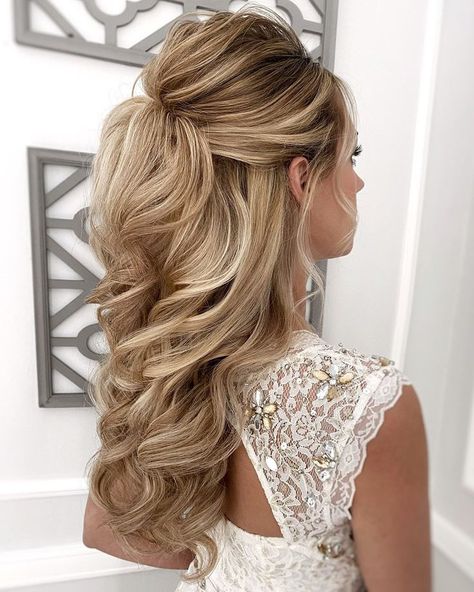 Down Wedding Hairstyles, Half Up Wedding Hair, Wedding Hair Half, Half Up Half Down Wedding, Wedding Hair Up, Mother Of The Bride Hair, Half Up Half Down Hairstyles, Long Hair Wedding Styles, Wedding Hairstyles Half Up Half Down