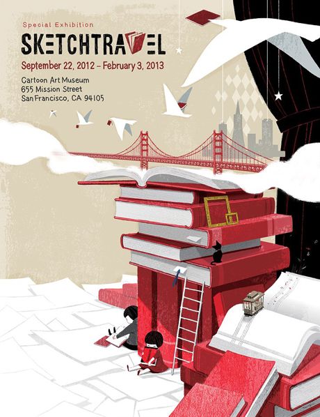 Sketchtravel exhibition poster for the Cartoon Art Museum Book Festival Poster, Lecture Poster Design, Innovation Illustration, Modern Book Cover, Yoko Tanji, Book Exhibition, Lecture Poster, Exhibition Posters, Fashion Poster Design