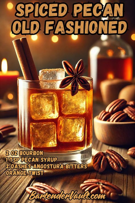 44 Must-Try Old Fashioned Cocktail Recipes for 2025 7 Pecan Old Fashioned, Old Fashion Cocktail Recipe, Bourbon Cocktail, Whisky Cocktails, Spiced Pecans, Crowd Pleasing Recipes, Orange Twist, Delicious Drink Recipes, Bourbon Cocktails