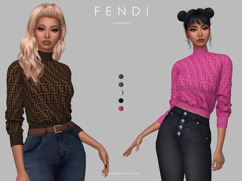 Fendi Clothes, Sawamura Eijun, Female Sims, Fendi Sweater, Fendi Top, Fendi Clothing, Cc Clothes, Fendi Dress, Play Sims