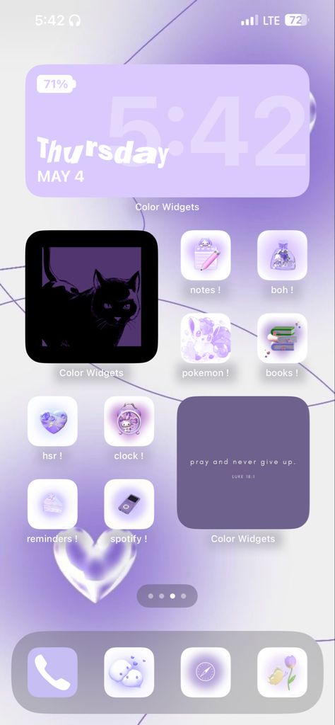 Pastel Purple Theme, Theme For Phone, Iphone Theme Ideas, Ios Theme, Purple Theme, Iphone Theme, Phone Decor, Phone Aesthetic, Iphone Photo App