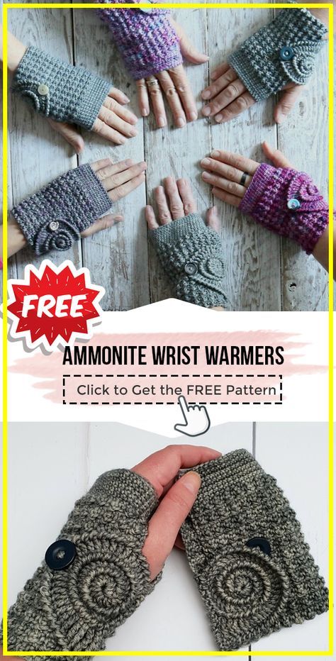 Ammonite Crochet, Crochet Warmers, Fingerless Gloves Free Pattern, Crochet Fingerless Gloves Free Pattern, Gloves Crochet Pattern, Crochet Mitts, Crochet Hand Warmers, Crochet Mittens Free Pattern, Crochet Wrist Warmers