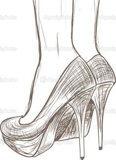 Scarpe Drawing High Heels, Shoe Sketches, Shoes Drawing, Sketchbook Pages, Pencil Art Drawings, Drawing Tutorials, Drawing Challenge, Drawing Tips, A Drawing