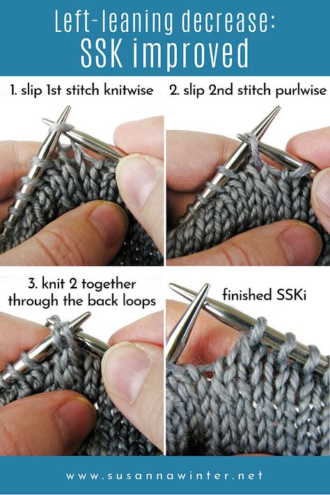 7 Ways to Knit a Left-leaning Decrease [TUTORIAL] Right Leaning Decrease Knitting, Ssk In Knitting How To, How To Decrease In Knitting, Knitting How To, How To Knitting, Ssk Knitting, Ssk In Knitting, How Do You Knit, Knitting Increase