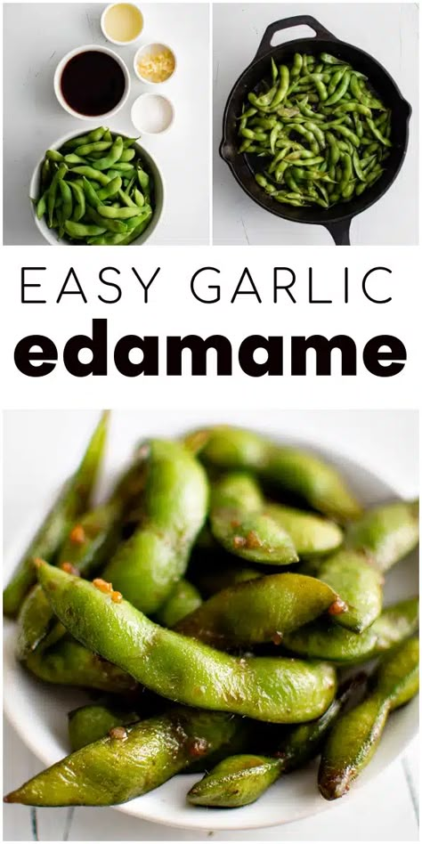 Bursting with loads of delicious flavor, this easy Edamame Recipe will be your new favorite side dish, snack, or appetizer. Sautéed with garlic and seasoned with soy sauce, it tastes just like what you'd get at your favorite Japanese restaurant and takes just 15 minutes to make. Spicy Garlic Edamame, Edamame Recipes, Dinner Party Appetizers, Sweet Chili, Spaghetti Squash, Edamame, 4 Ingredients, Asian Food, Green Beans