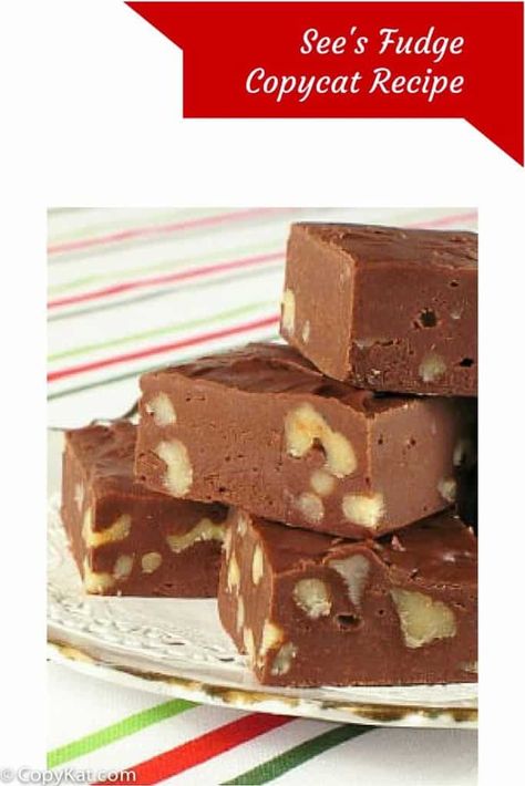 See's Fudge - The Copycat Recipe to Try Sees Fudge Recipe, Velveeta Fudge, Famous Fudge, Wheat Belly Recipes, Fudge Recipes Chocolate, Homemade Fudge, Copykat Recipes, Fudge Recipe, Low Carb Chocolate