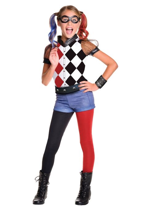 Harley Quinn Fancy Dress, Girls Harley Quinn Costume, Harley Quinn Disfraz, Harley Costume, Harley Quinn Halloween Costume, Harley Quinn Halloween, Harley Quinn Costume, Wonder Woman Costume, Dc Super Hero Girls