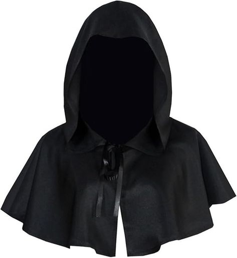 Amazon.com: Halloween Cowl Cloak Black - Medieval Wicca Pagan Hood Hat Cosplay Costumes Hooded Poncho for Men Women - Perfect Costume Choice - Great Gift Idea : Clothing, Shoes & Jewelry Capelet With Hood, Black Cloak With Hood, Poncho For Men, Short Cloak, Cloak Black, Cloak With Hood, Eah Oc, Mens Poncho, Hat Cosplay