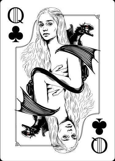 Card Games Design, Game Of Thrones Cards, Dessin Game Of Thrones, Queen Of Clubs, Daenerys Stormborn, Playing Cards Art, Games Design, Asoiaf Art, Playing Cards Design