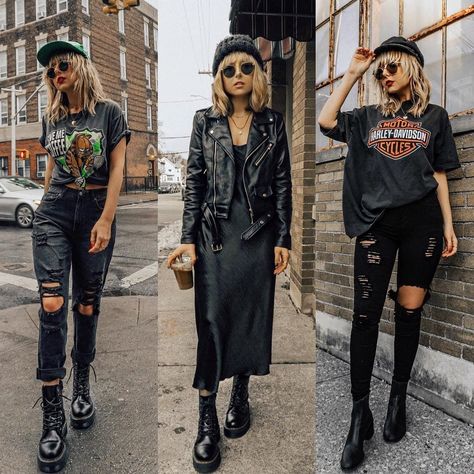 Look Grunge, Hipster Grunge, Outfits Classy, Rock Outfit, Black Outfits, Hipster Outfits, Rock Punk, Looks Black, Looks Chic