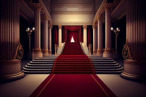 A red carpet is on the stairs in a dark ... | Premium Photo #Freepik #photo #hollywood-background #award-show #hollywood #stairway Grammy Red Carpet Background, Hollywood Background, Stairs Background, Red Carpet Background, Grammy Red Carpet, A Dark Room, Dark Room, Grey Walls, Vector Photo