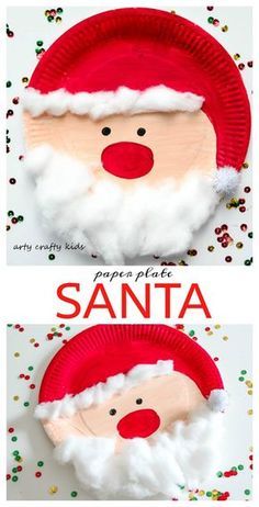 Arty Crafty Kids - Seasonal - Easy Chrsitmas Craft - Paper Plate Santa - Super cute and Super Adorable Paper Plate Santa - An easy and fun Christmas Craft for Kids. Perfect for little hands and independent crafting. Paper Plate Santa, Paper Plate Craft, Preschool Christmas Crafts, Santa Crafts, Christmas Arts And Crafts, Fun Christmas Crafts, Daycare Crafts, Paper Plate Crafts, Preschool Christmas