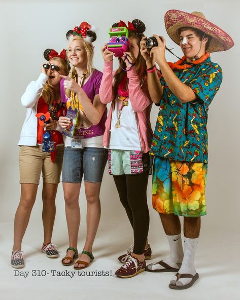 Tourist Dress Up Day, Tacky Tourist Day, Tacky Tourist Costume, Book Week Characters, Wacky Tacky Day, Tacky Day, Tourist Costume, Tacky Tourist, Crazy Hair For Kids