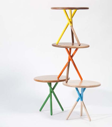 side tables with colored legs Block Table, Design Milk, Furniture Inspiration, Small Tables, Interior Furniture, Table Legs, Furniture Accessories, Table And Chairs, Table Furniture