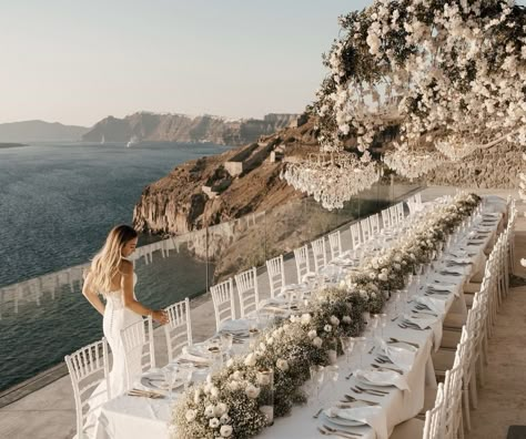 Greece Inspired Wedding Decor, Santorini Greece Wedding Venues, Greece Wedding Reception, Greece Wedding Aesthetic, Greece Wedding Venues, Greece Wedding Dress, Greek Wedding Dress, Santorini Greece Wedding, Weddings In Greece