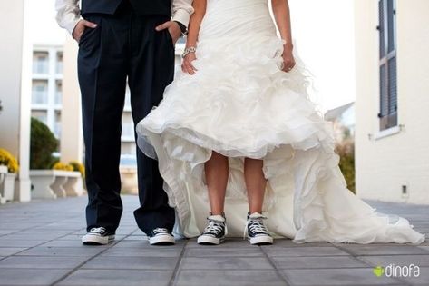 wedding dress on converse Converse Wedding Shoes, Wedding Converse, Wedding Sneakers, Black Bridal, Dress Images, Two People, Trendy Wedding, Bridal Shoes, Bride And Groom