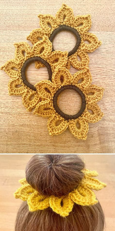 The Easiest Crochet Scrunchies – 1001 Patterns Free Crochet Scrunchie Patterns, Crochet Flower Hair Tie, Crochet Flower Scrunchie, Crochet Scrunchies Pattern, Crochet Hair Ties Free Pattern, Crochet Scrunchie Pattern Free, Stuffed Animals Aesthetic, Scrunchie Crochet Pattern, 1 Hour Crochet Projects