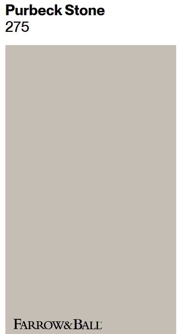 Farrow And Ball Purbeck Stone Kitchen, Purbeck Stone Farrow And Ball, Farrow And Ball Treron, Farrow And Ball Purbeck Stone, Griege Paint Colors, Stone Paint Color, Griege Paint, Farrow And Ball Bedroom, Paint Color Swatches