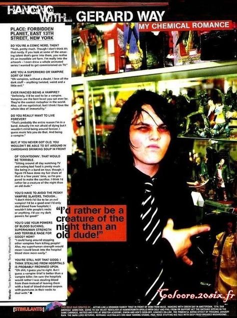 Emo Magazine, My Chemical Romance Poster, Romance Wallpaper, Revenge Era, Forbidden Planet, Emotional Stability, Magazine Interview, I Love Mcr, Teen Magazine