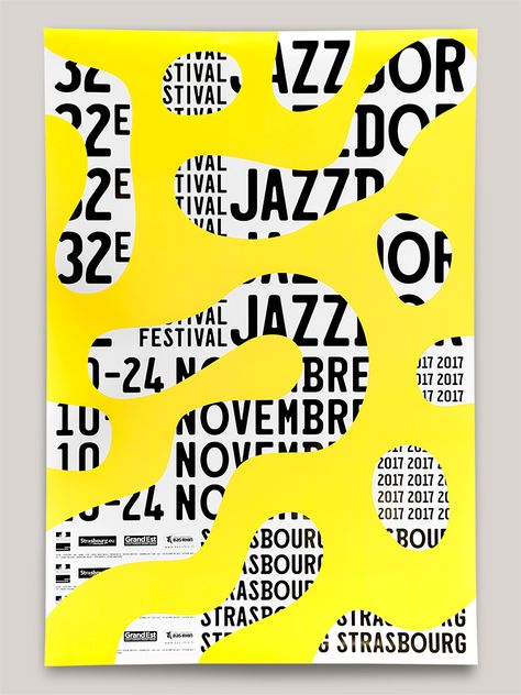 Jazzdor Strasbourg 2017 | Helmo 60 Logo, Jazz Logo, Posters Conception Graphique, Mises En Page Design Graphique, 달력 디자인, Jazz Poster, Music Festival Poster, Plakat Design, Typography Poster Design