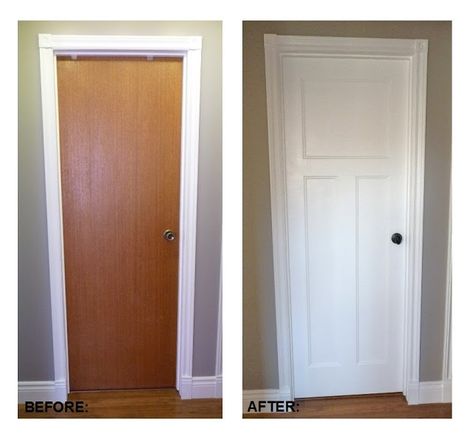 Update Interior Doors, Replacing Interior Doors, Interior Door Makeover, Diy Interior Doors, Door Frame Molding, Slab Doors, Flat Panel Doors, Contemporary Interior Doors, Black Interior Doors