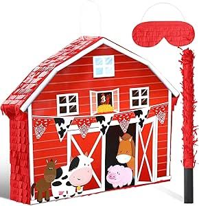 Barnyard Pinata, Red Blindfold, Pinata Game, Mexican Pinata, Country Party, Barn Parties, Barnyard Party, Pinata Party, The Barnyard