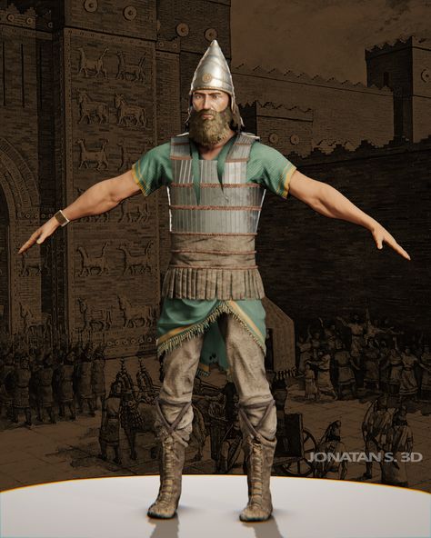 ArtStation - Game-Ready realtime Assyrian soldier, Jonathan S. Babylonian Warrior, Assyrian Soldier, Assyrian Warrior, Ancient Soldier, Ancient History Archaeology, Ancient Babylon, Cradle Of Civilization, Ancient Mesopotamia, Medieval Period