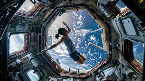 Prompt: cinematic scene, people on the international space station, girl are levitating, there is no gravity Cinematic Scene, Scene People, No Gravity, International Space Station, Space Station, When I Grow Up, Gravity, Growing Up, Collage