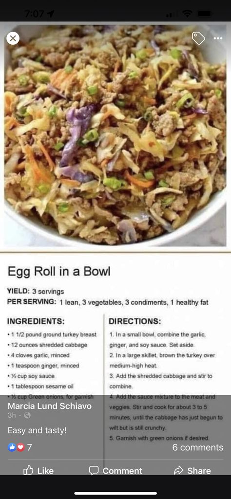 Optavia Recipes Lean And Green, Crockpot Cabbage Recipes, Lean Protein Meals, Optavia Recipes, Egg Roll In A Bowl, Lean And Green, Lean And Green Meals, Dandelion Recipes, Keto Recipes Dinner