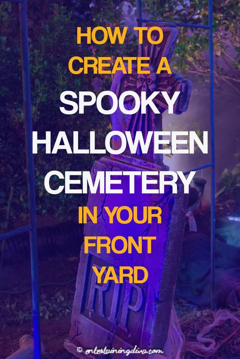 Creating a spooky Halloween graveyard is not that hard with these amazing, crazy spooky outdoor Halloween decor ideas. Make your front yard look like the ultimate Halloween cemetery that everyone will love! Halloween Graveyard Ideas, Diy Halloween Graveyard, Halloween Lanterns Diy, Halloween Fence, Halloween Gravestones, Haunted Trail, Halloween Lighting, Halloween Cemetery, Outdoor Halloween Decor