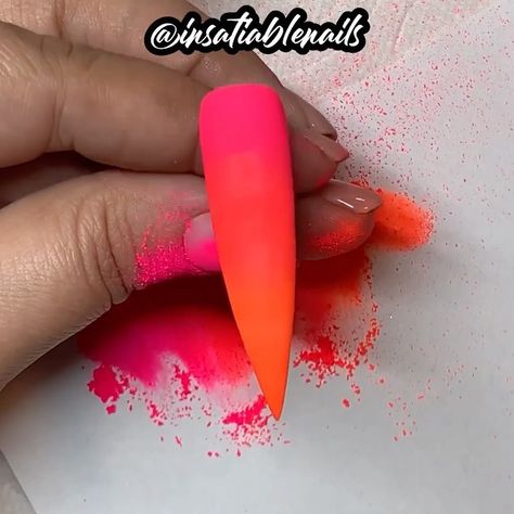 Neon Pigment Nail Art, Neon Powder Nails, Pigment Powder Nails Designs, Neon Pigment Nails, Neon Nail Colors, Neon Nail Designs, I Love Love, Pigment Powder, Neon Nails