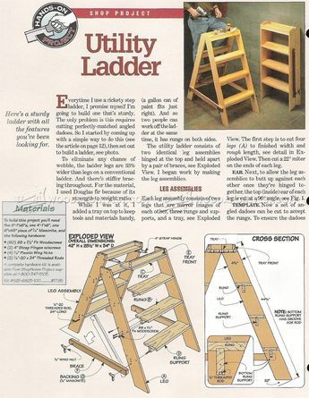 Diy Wood Ladder, Wooden Step Ladder, Woodworking Plans Pdf, Wood Ladder, Wooden Steps, Diy Workshop, Shop Projects, Step Ladder, Wood Plans