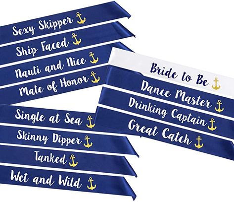 Sailing Bachelorette Party, Boat Bachelorette Party, Bachelorette Sashes, Bachelorette Party Beach Theme, Sail Before The Veil Bachelorette, Bachelorette Party Kits, Cruise Bachelorette Party, Last Sail Before The Veil, Nautical Bachelorette Party