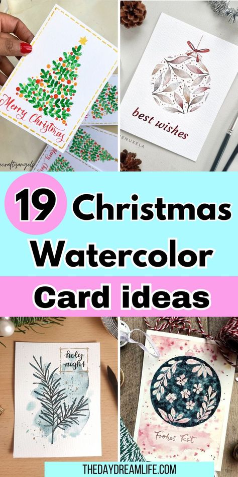 watercolor christmas card ideas Card Art Drawing, Watercolor Paintings Christmas, Watercolor Christmas Card Ideas, Easy Watercolor Christmas Cards, Easy Watercolor Christmas, Watercolor Christmas Cards Diy, Christmas Cards Drawing, Watercolor Christmas Card, Christmas Card Ideas