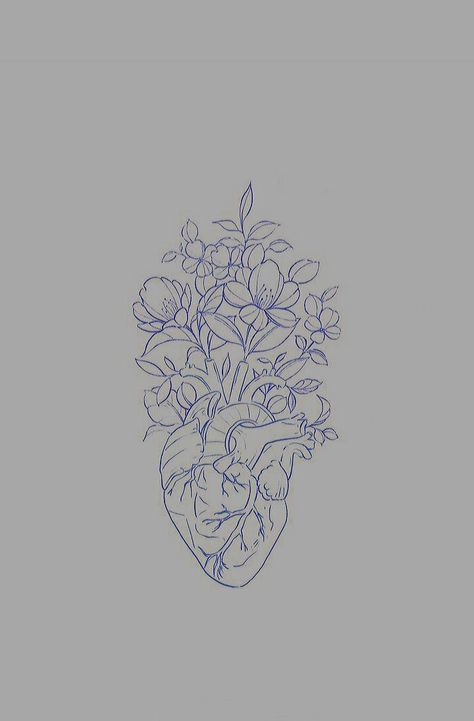 Anatomy Heart Tattoo Flowers, Cardiac Nurse Tattoo, Human Heart With Flowers Tattoo, Heart With Flowers Tattoo, Realistic Heart Tattoo, Heart Flower Tattoo, Anatomical Tattoos, Whimsical Tattoos, Rib Tattoos For Women