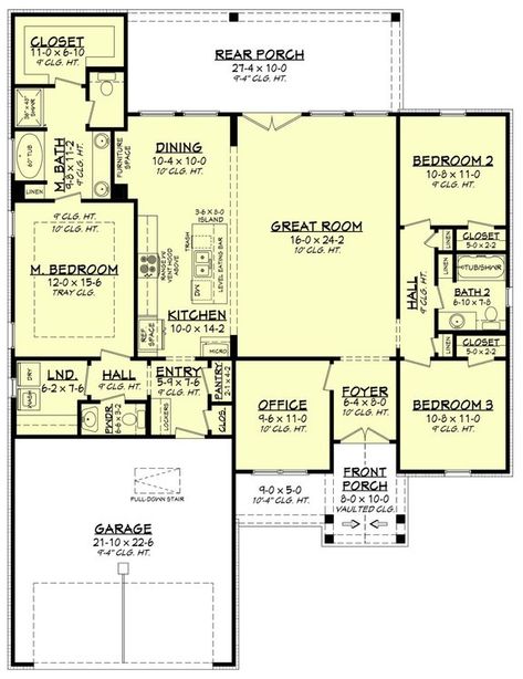 The Best House Plans for Staying on Budget - Houseplans Blog - Houseplans.com Accessible House, Multigenerational House, 1 Story House, Covered Entry, One Story House, Office Floor Plan, Silo House, American House Plans, Basement House Plans