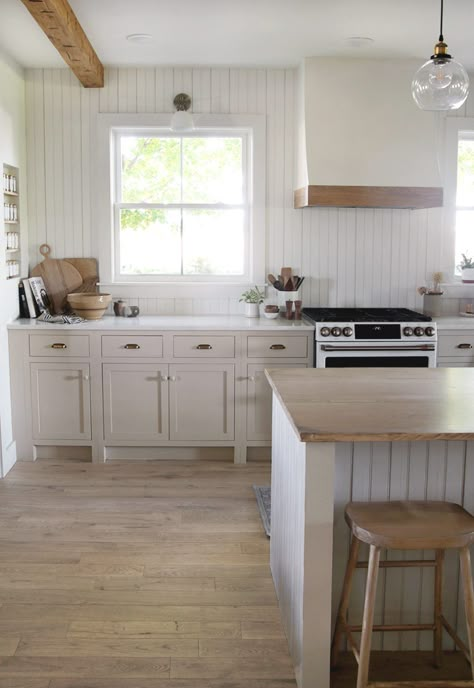 Beadboard Kitchen Walls, Kitchen Beadboard, Inset Kitchen Cabinets, How To Install Beadboard, Beadboard Kitchen, Affordable Kitchen Cabinets, Inset Cabinets, Beadboard Backsplash, Rustic Modern Farmhouse