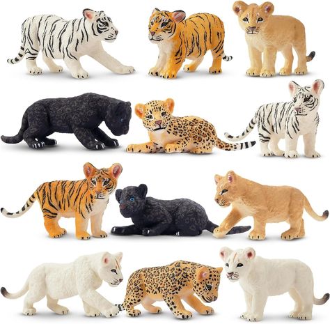 Amazon.com: Toymany 12 Safari Animal Figurines, High Emulational Baby Plastic Zoo Animals, Lions Tigers Leopards Figure Toy Set, Easter Eggs Cake Toppers Christmas Birthday Gift for Kids Toddlers : Toys & Games Zoo Stuffed Animals, White Tiger Stuffed Animal, Lion Figurine, Animal Figurine Toys, Easter Egg Cake, Lion Toys, Brass Tiger Figurines, Fairy Figurines, Cheetahs