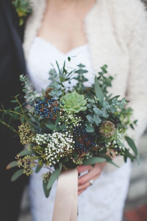 green and blue bouquet, photo by 3Photography http://ruffledblog.com/toronto-winter-wedding #flowers #bouquet #wedding Privet Berries, Winter Bridal Bouquets, Greenery Wedding Bouquet, Rustic Winter Wedding, Winter Wedding Bouquet, Winter Bouquet, Winter Wedding Flowers, Winter Wedding Inspiration, Blue Bouquet