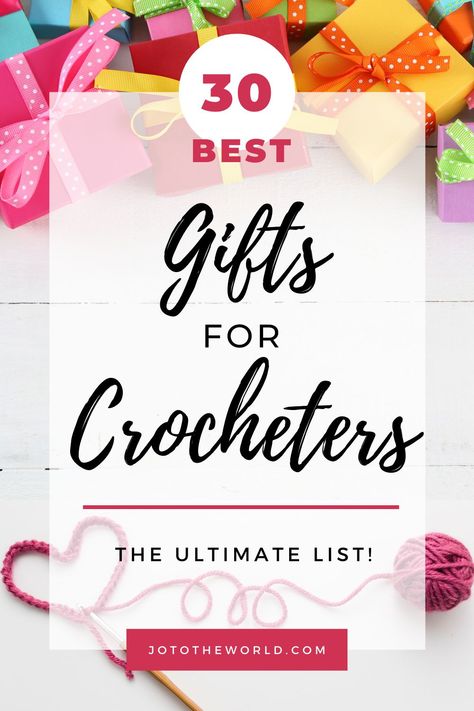 Looking for gifts for crocheters? This list of 30 gift ideas for crocheters will help you find gifts for people who crochet as each of these presents make perfect gifts for crochet lovers. Find the perfect Christmas, birthday, anniversary or just because gifts for the crocheter in your life. Best Gifts For Crocheters, Crochet Gifts Ideas For Women, Gifts For A Crocheter, Gift For Crocheter, Crochet Lovers Gifts, Birthday Gift Crochet Ideas, Gift Ideas For Crocheters, Gifts For Crochet Lovers, Gift For Knitter