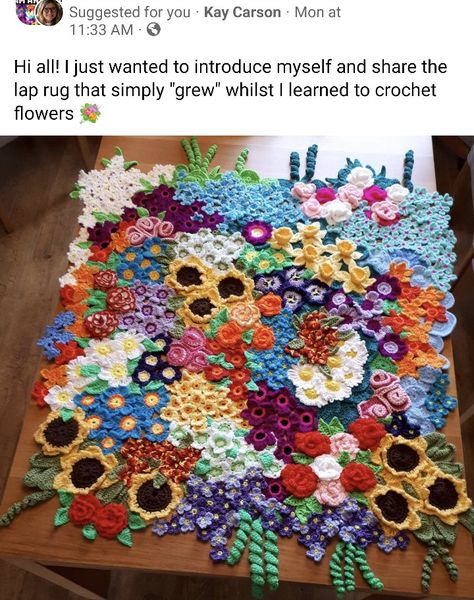 Crochet Flowers Rug, Leftover Yarn Projects, Crochet Flower Rug, Cottage Core Crochet, Crochet Artwork, Crochet Painting, Knitting For Beginners Patterns, Crocheted Flowers, Smink Inspiration